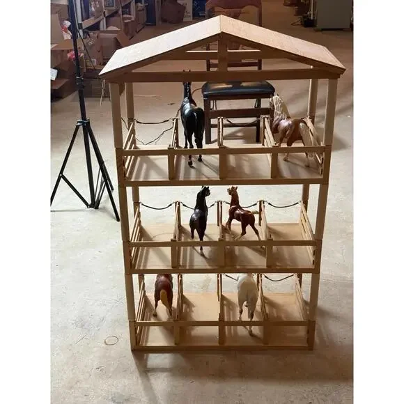 Vintage 1990s Wooden Deluxe 3-Tier Breyer Stable Barn Structure with 9 Stalls - Picture 8 of 12
